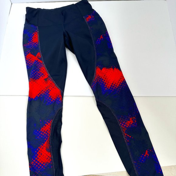 Athleta Leggings Tights Electro Cobalt Orange Crop Yoga Workout XS #153850-01 - Picture 1 of 8